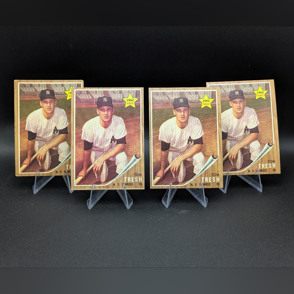 Vintage 1962 Topps Baseball Tom Tresh #31 New York Yankees RC Rookie Card Lot x4